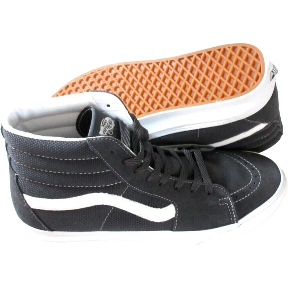 Vans Men's Sk8-Hi Textured Asphalt Grey White Striped Suede shoes Size 11.5 NIB - Picture 2 of 5